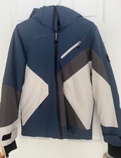 Obermeyer Ski Jacket Teen LARGE 14-16 Gray/Blue/Stone Colorblock Insulated