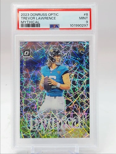 TREVOR LAWRENCE 2023 DONRUSS OPTIC MYTHICAL PRIZM CASE HIT SSP PSA 9 Q1382
