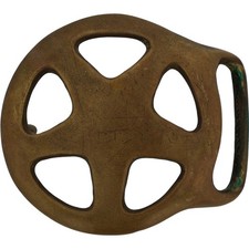 Brass D Duncan Laurie Boho Hippie Star Modernist Abstract 1970s Vtg Belt Buckle