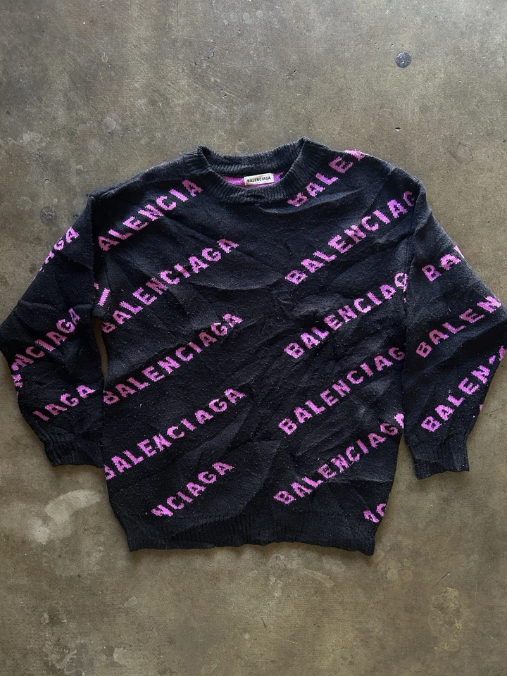 Balenciaga Knitted Sweater Repeat Logo XS Men’s Designer - Image 2 of 4