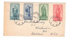 1947 Belgium Scott B437/41 Airmail Cover to Cleveland Wisconsin