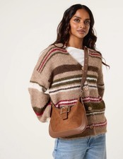  Blue Vanilla Womens  Multi Stripe Knit Cardigan
