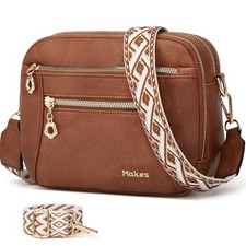 Crossbody Purse for Women Small Crossbody Bags Trendy Vegan Leather with Brown