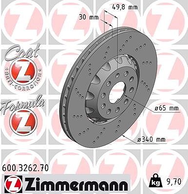2x ZIMMERMANN Bremsscheibe Vorderachse für VW