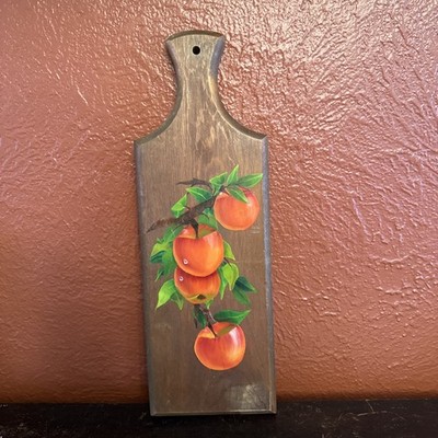 Vintage Hand Painted Wooden Cutting Board With Apples Charcuterie Garden