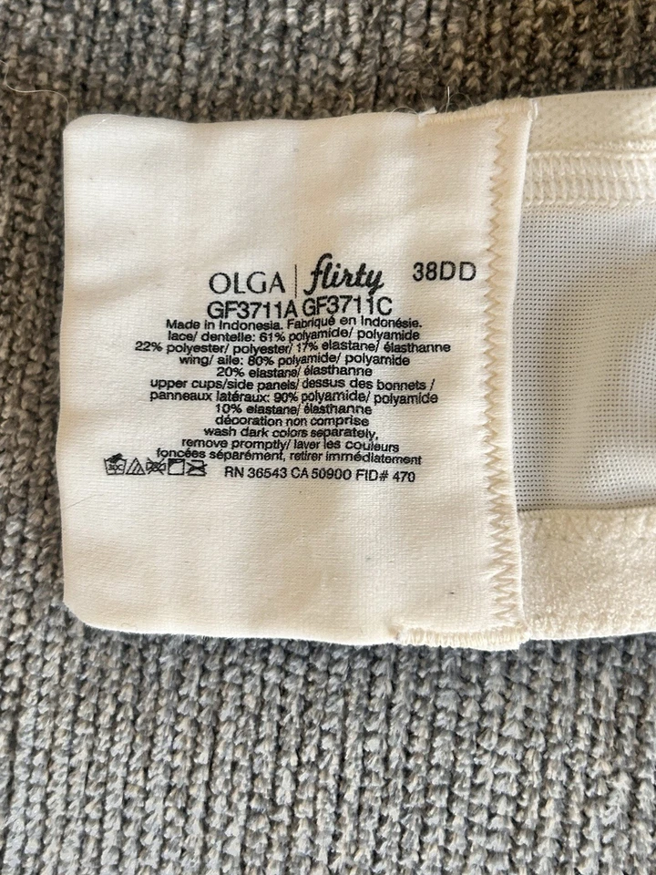 Olga Flirty Padded Bra Push Up Underwire 38DD Beige - Image 3 of 4