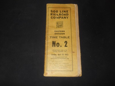 Soo Line ETT #2 Eastern Division 4/29/1962
