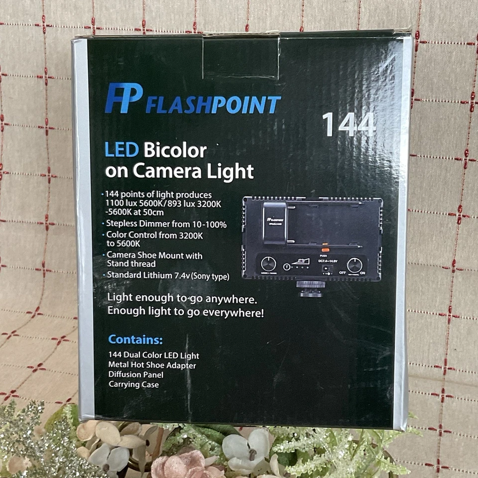 Flashpoint 144 Dimmable Bi-Color High-Power LED Camera Light Panel - FPLCL144B - Image 3 of 4