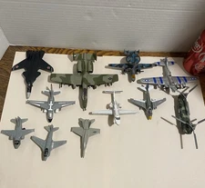 Vintage Lot 12 All Metal Assorted Military Airplanes Jets Helicopters