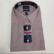 Stafford Oxford Dress Shirt Stretch Comfort Long Sleeve Burg/micro Dot S-18 NWT