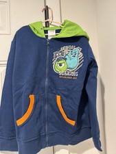 Disney Monsters Inc School Of Scaring Embroidered Hoodie Boys 7/8 Full Zip