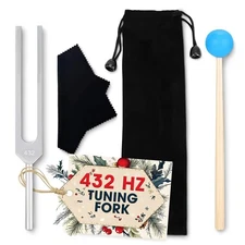 432 Hz Tuning Fork Set – 7.2'' Aluminum Alloy, Reflex Hammer, Cleaning Cloth &