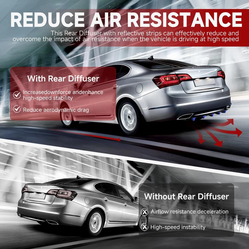 Para Ford Fiesta Ikon difusor de para-choque traseiro de carbono spoiler divisor tubarão 5 aletas - Imagem 4 de 4