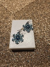 New Blue Crystal Snowflake Hook Earrings