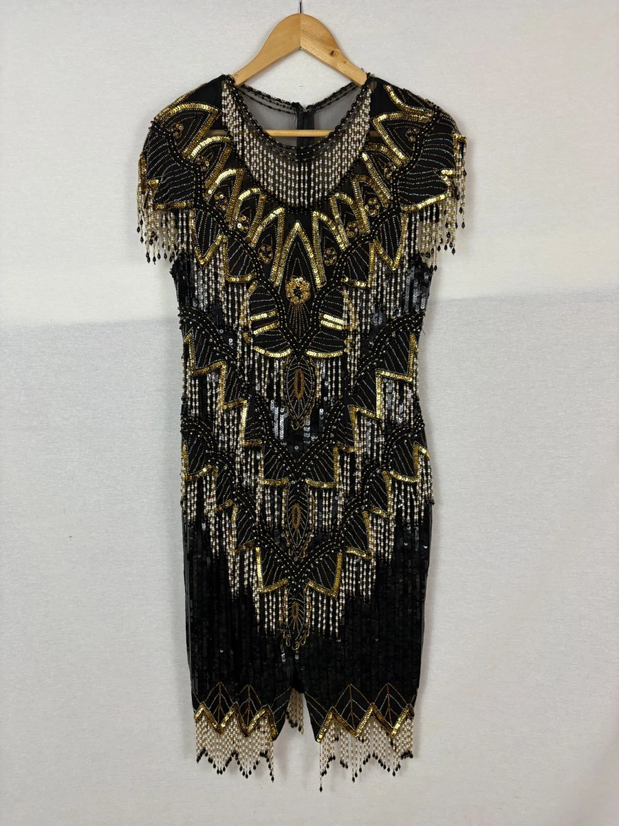 black and gold art deco dress Flapper Sequin Vintage Dresses for Women for sale Sequin dress