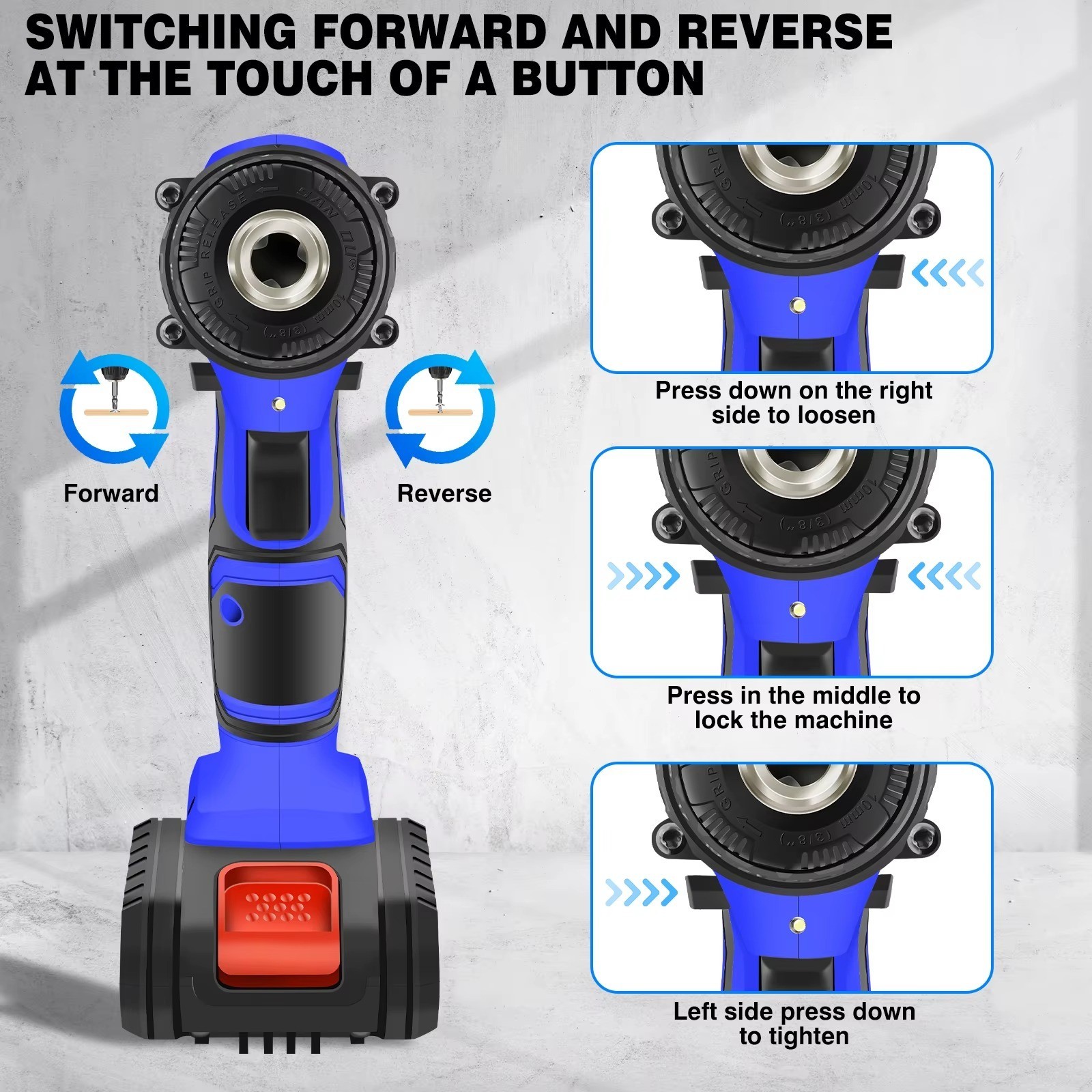 Trapano avvitatore elettrico 21V senza fili con 2 batterie foto 4