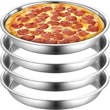 4 Pack 13 Inch Stainless Steel Pizza Pan, Deep round Baking Pan Large Pizza Baki