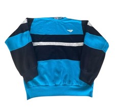 Vintage 90s Pony Crewneck Colorblock Sweatshirt Mens M Blue Black Gray Read 