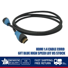 NEW Blue HDMI 1.4 Cable Cord 6FT High Speed Lot US Stock