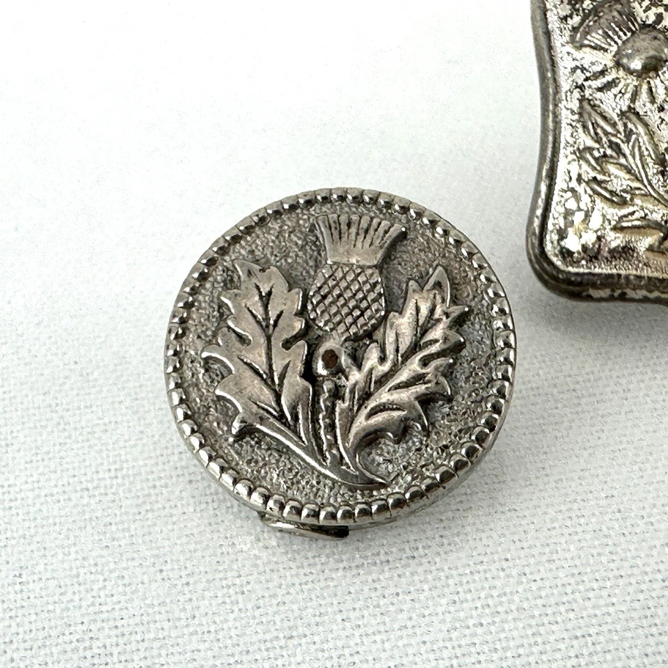 Vintage Sterling Scottish Thistle National Emblem Of Scotland Button - Image 3 of 4