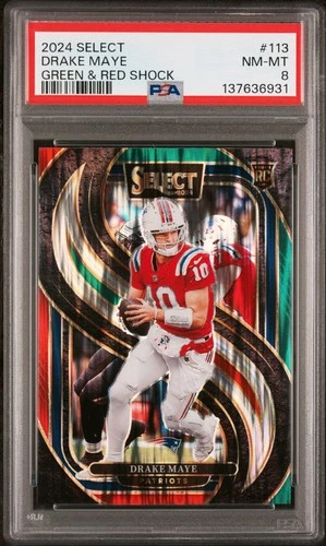 2024 PANINI SELECT GREEN & RED SHOCK #113 DRAKE MAYE ROOKIE RC PSA 8