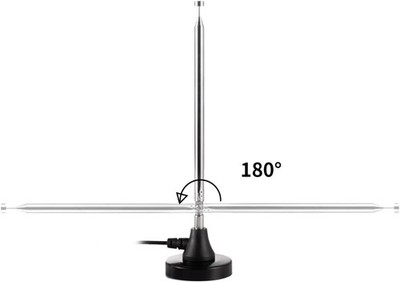 FM Radio Telescopic Antenna 75 Ohm 300 Ohm Magnetic Base 10ft Coaxial Cable