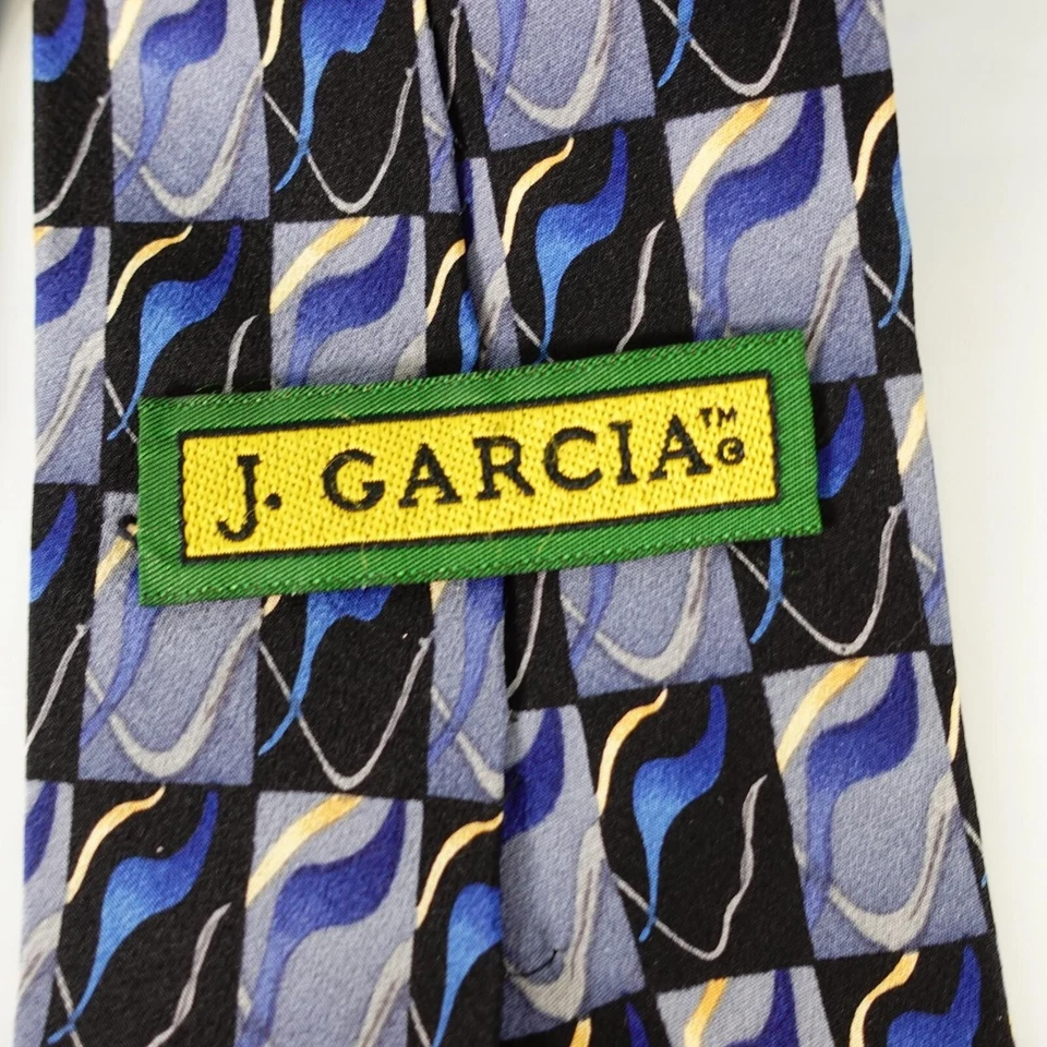 J GARCIA Corbata Cuello Para Hombres Azul Seda Diseñador Tejido Vestido Traje Vivo Preppy Artista Foto 4 de 4