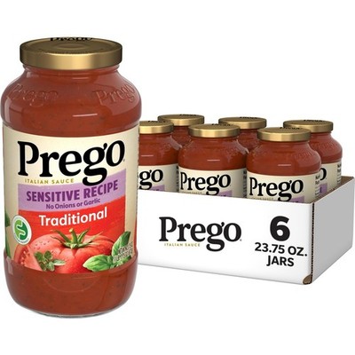 Prego Traditional Sensitive Recipe Low FODMAP Pasta   Sauce, 23.75 Oz (6 Ct)