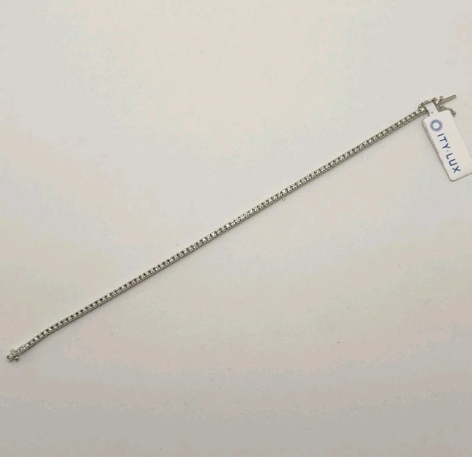 Pulsera oro 18k 750 mls. Oro Blanco. Riviera. 93 Diamantes. 0,75 Q.  - Imagen 3 de 4