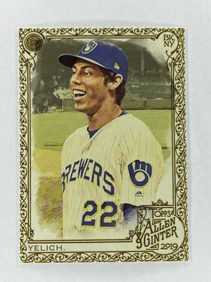 2019 Topps Allen and Ginter Gold Border #2 Christian Yelich Brewers Hot Box
