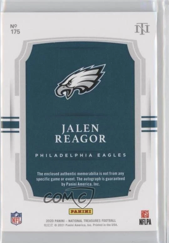 2020 Panini National Treasures /18 Jalen Reagor #175 RPA Rookie Patch Auto RC - Image 2 of 2