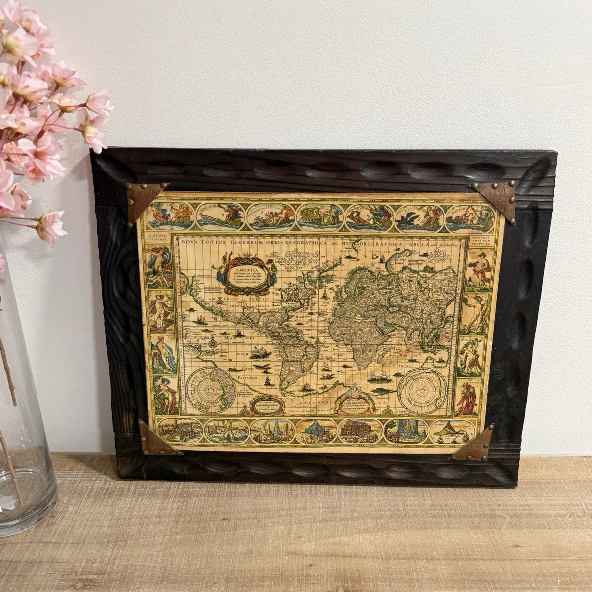 Blaeu Wall Map 1605年 世界黄金総図 アンティーク Blaeu Wall Map 1605年 世界黄金総図 アンティーク Blaeu Wall Map