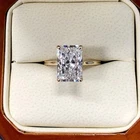 3Ct Radiant Cut Real Moissanite Solitaire Engagement Ring 14k Yellow Gold Plated