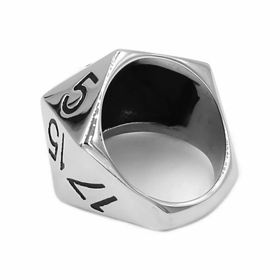 Anillo D20 Para Hombres Grande Acero Inoxidable RPG Icosaedro Dados Banda Tallas 7-11 D&D Foto 4 de 4