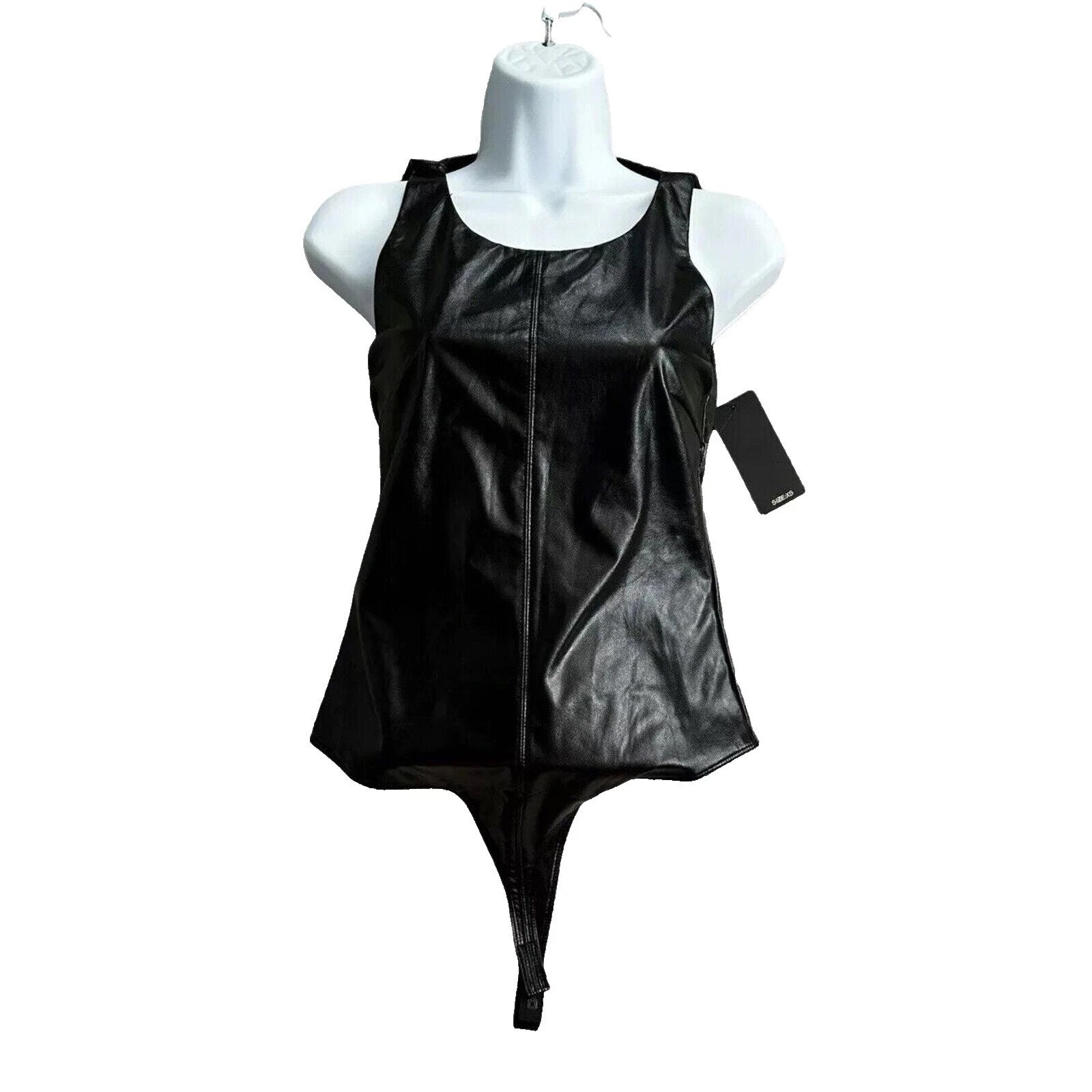 Faux Leather Black Tank Tops for Women