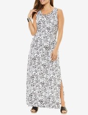 Jessica London Plus Size White Black Floral Faux Lace Up Maxi Dress Size 30W