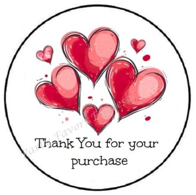#ad THANKS FOR YOUR PURCHASE RED HEARTS WATERCOLOR ENVELOPE SEALS LABELS STICKERS $1.99