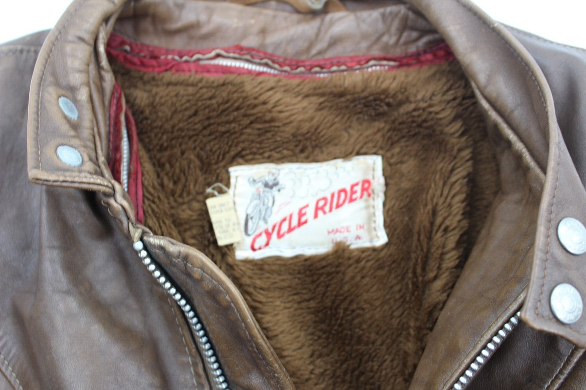 VTG SCHOTT LEATHER JACKET EASY CYCLE RIDER PERFECTO Cafe Racer 