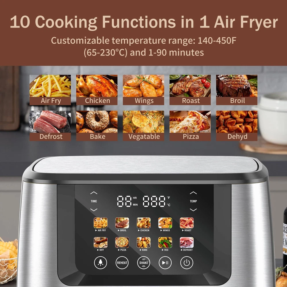 Air Fryer with LCD Touchscreen and ClearCook Window for Easy Monitoring Air Fryer with LCD Touchscreen and ClearCook Window for Easy Monitoring