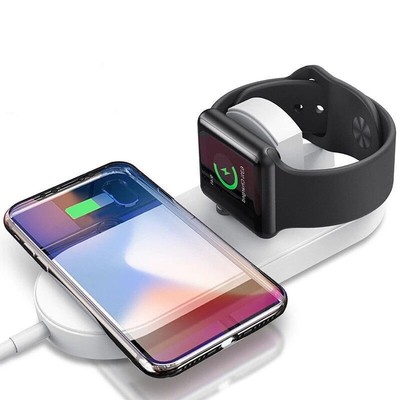 2-in-1 Wireless Qi Charing Pad For Smartphone And Smartwatch