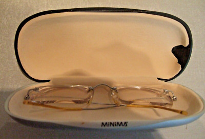 MINIMA TITANIUM EYEGLASSES FRAME MADE IN FRANCE 3 PIECE RIMLESS DRILL MOUNT CASE