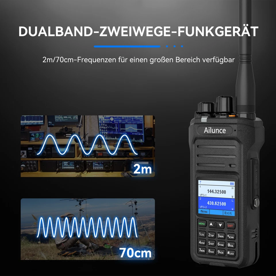 Retevis HA1UV Amateurfunk Dual Band IP67 Ham Funkgeräte 2800mAh Sub-PTT - Bild 2 von 4