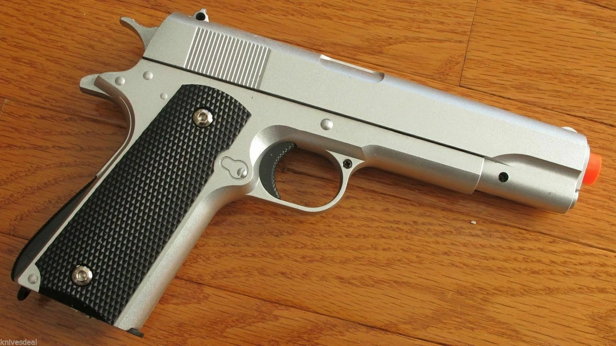 NEW M1911 Replica Full Metal Silver Airsoft Spring Pistol 1911 6MM BB Gun  w/ BBs | eBay