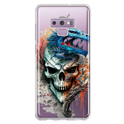 For Samsung Galaxy Note 9 Shockproof Hybrid Case, Blue Dragon Skull