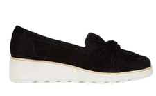 NEW Collection by CLARKS Sharon Dasher Black Suede Platform Loafers Size 6.5 M