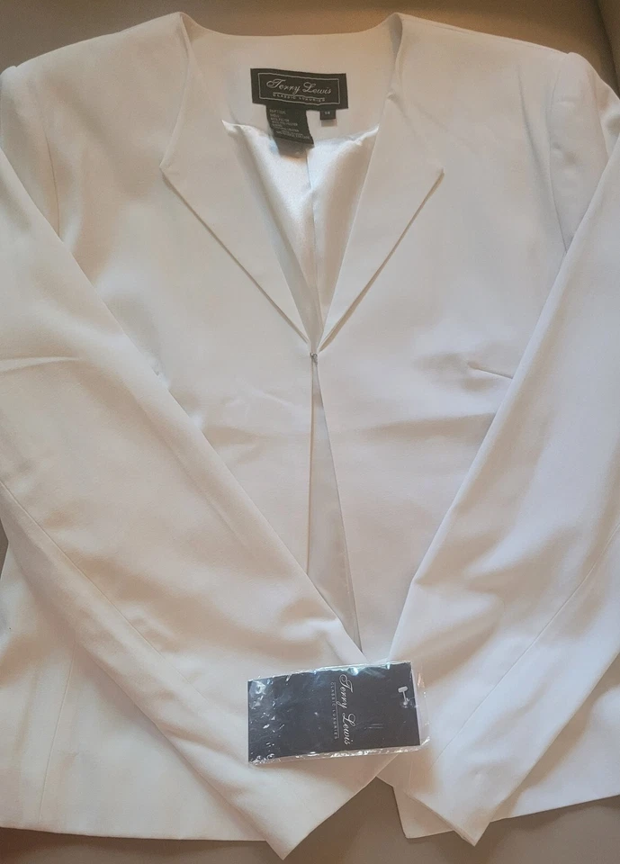 Terry Lewis Women's Blazer, Lined, Ivory/Winter White, Rayon/Polyester - Sz. 14 - Image 2 of 4