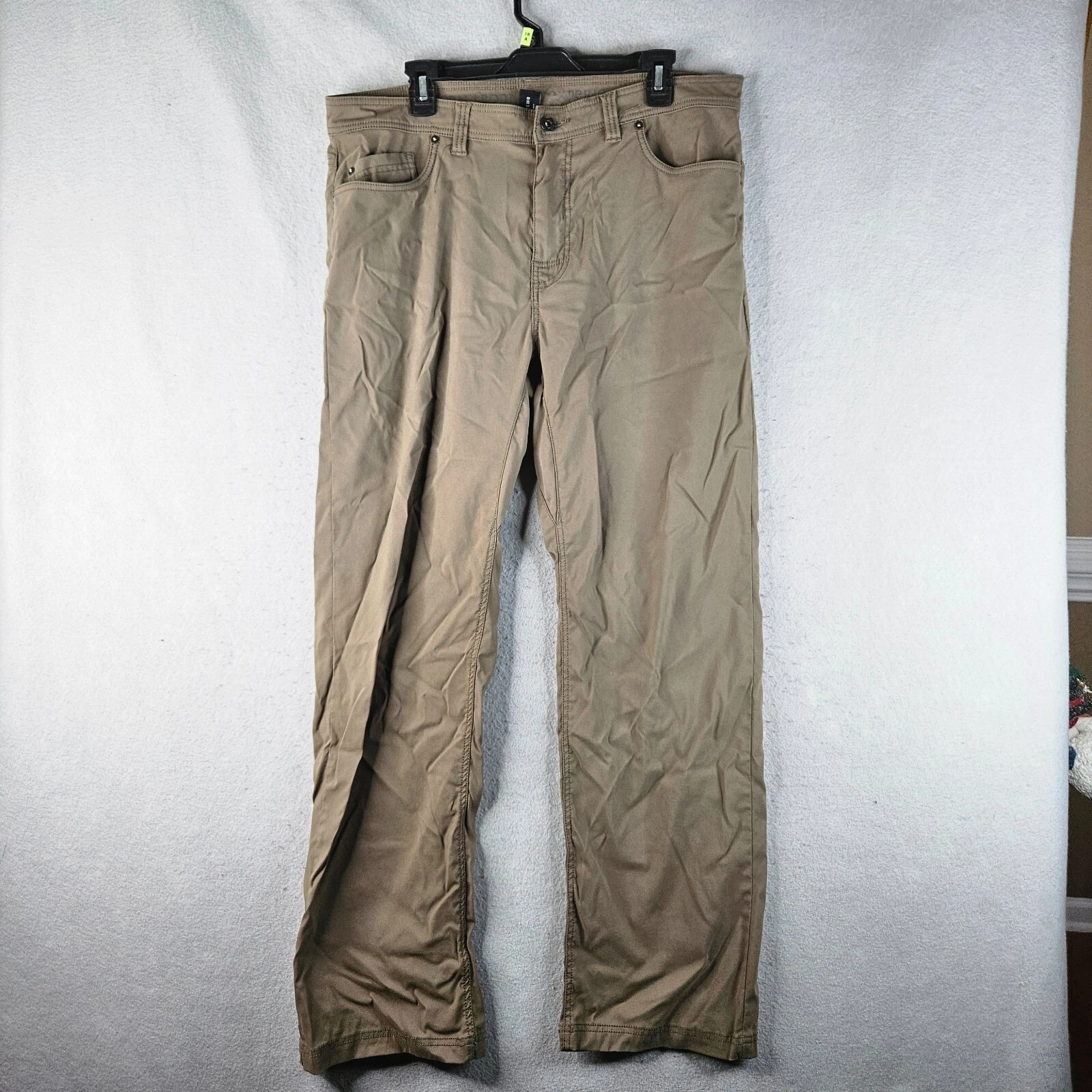 prAna Pants Mens 37x31 Tag 38x32 Brown Slim Fit Performance Stretch Nylon Camp