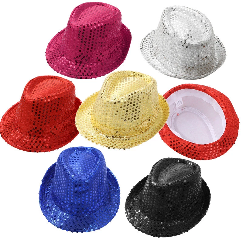 Niñas Niños Brillante Lentejuelas Sombrero Retro Disco Brillo Hip Hop Hippy Fiesta Gorra Disfraz Foto 3 de 3