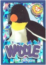 TY Beanie Babies BBOC Card - Series 4 Wild (PURPLE) - WADDLE the Penguin - NM/M