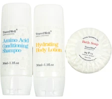TravelWell Conditioning Shampoo / Hydrating Body Lotion / Soap - Travel Pack